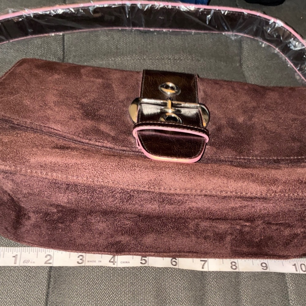 Liz Claiborne Realities Shoulder Bag Women Small Brown Pink Y2K Buckle Baguette - Picture 5 of 6